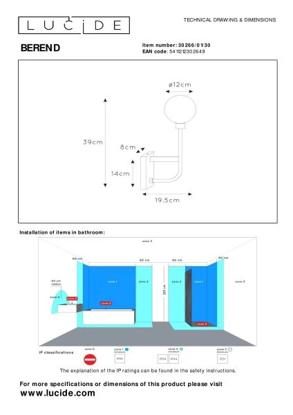 Lucide BEREND - Wandleuchte Badezimmer - 1xG9 - IP44 - Schwarz - technisch